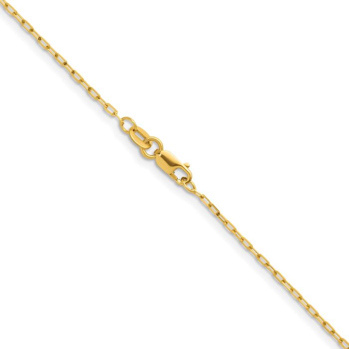 18K Solid Yellow Gold 1.2mm Oval Cable Rolo Link Chain Belcher Necklace