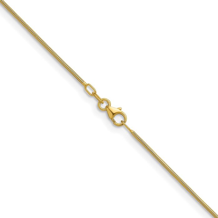 18K Solid Yellow Gold 1.2mm Cubetto Omega Snake Chain Herringbone Necklace