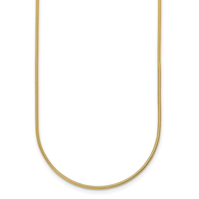 18K Solid Yellow Gold 1.2mm Cubetto Omega Snake Chain Herringbone Necklace