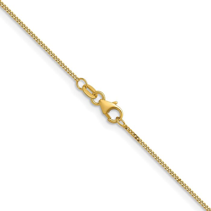 18K Solid Yellow Gold 1.2mm Curb Link Chain Necklace