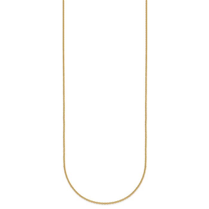 18K Solid Yellow Gold 1.3mm Cable Rolo Link Chain Belcher Necklace