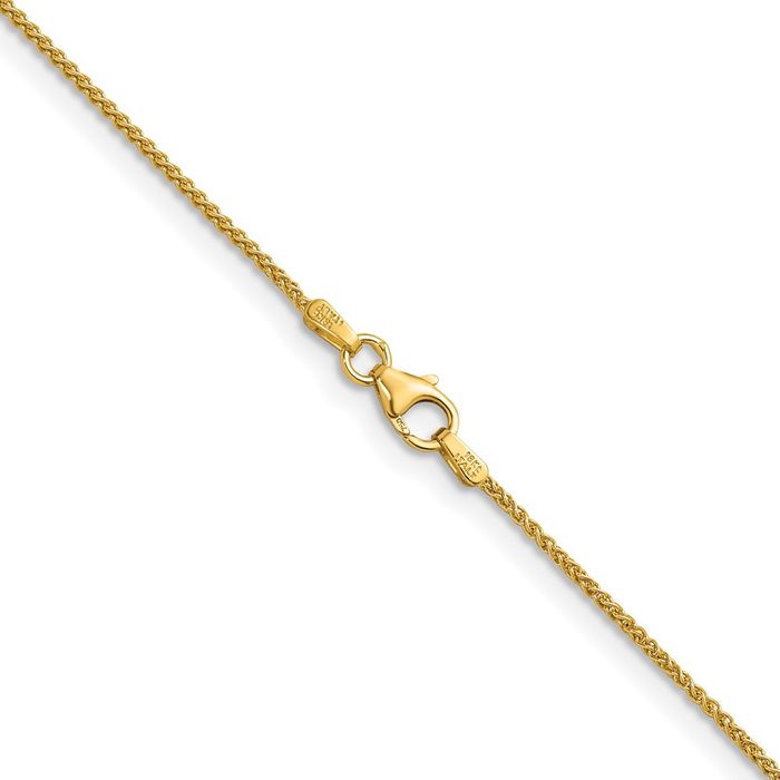 18K Solid Yellow Gold 1.3mm Spiga Wheat Link Chain Necklace