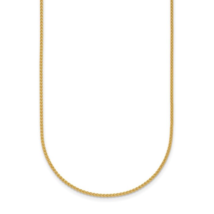 18K Solid Yellow Gold 1.3mm Spiga Wheat Link Chain Necklace