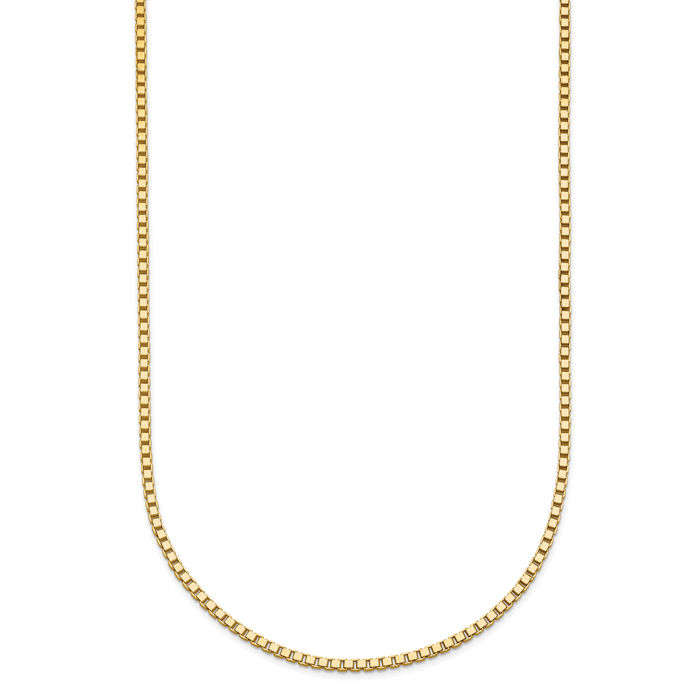 18K Solid Yellow Gold 1.4mm Box Link Chain Necklace