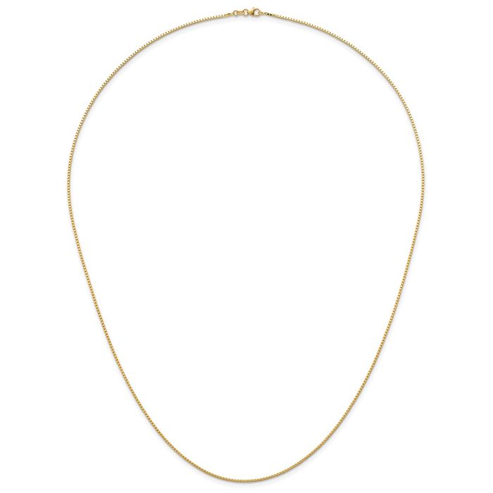 18K Solid Yellow Gold 1.4mm Box Link Chain Necklace