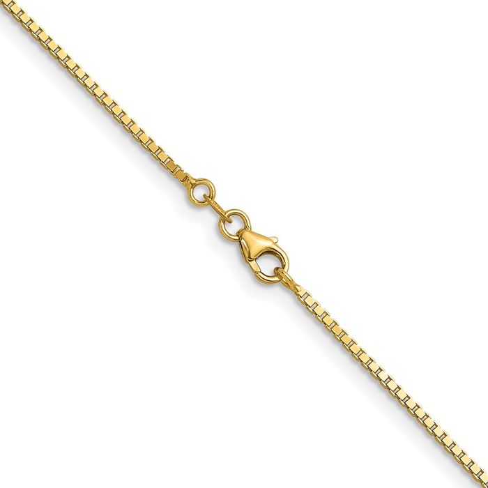 18K Solid Yellow Gold 1.4mm Box Link Chain Necklace