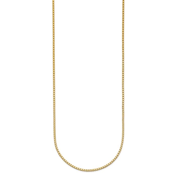 18K Solid Yellow Gold 1.4mm Box Link Chain Necklace