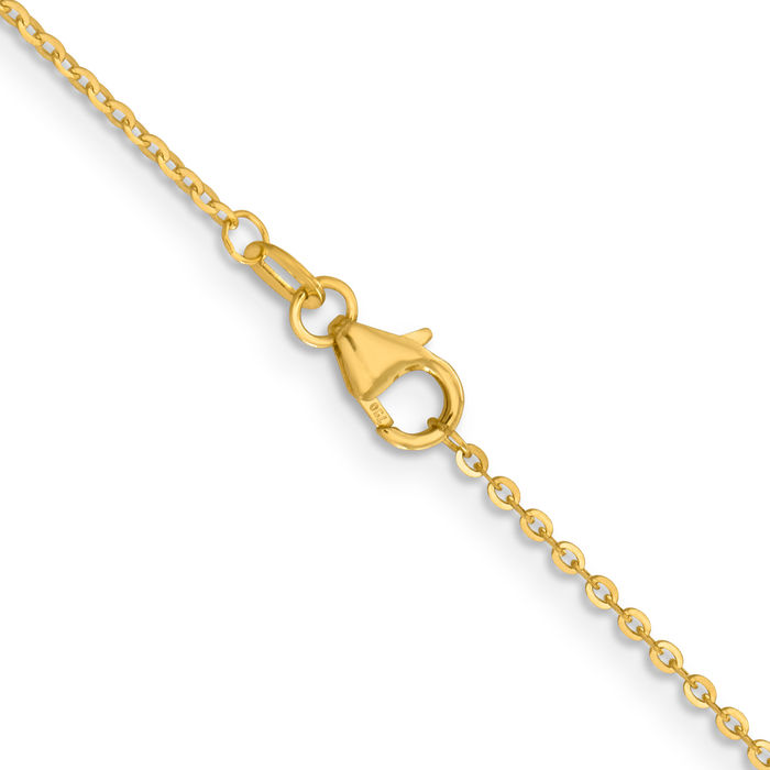 18K Solid Yellow Gold 1.5mm Cable Rolo Link Chain Belcher Necklace