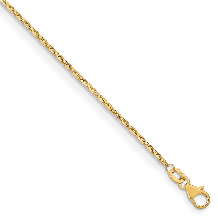 18K Solid Yellow Gold 1.5mm Cable Rolo Link Chain Belcher Necklace