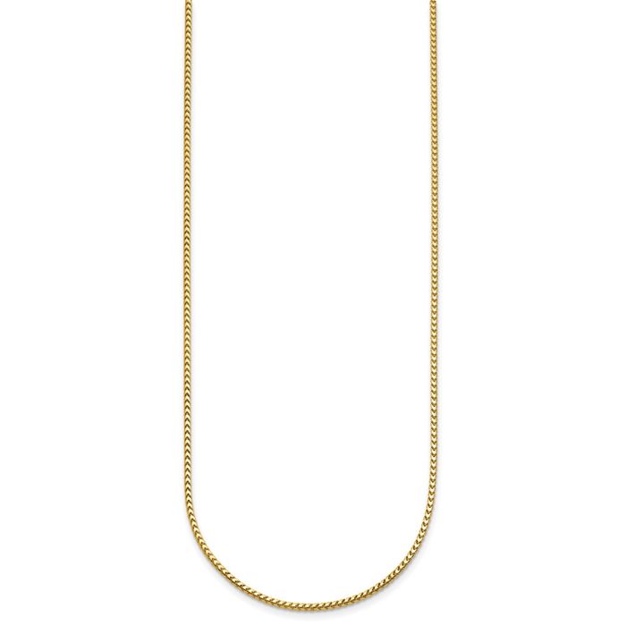 18K Solid Yellow Gold 1.5mm Franco Link Chain Necklace