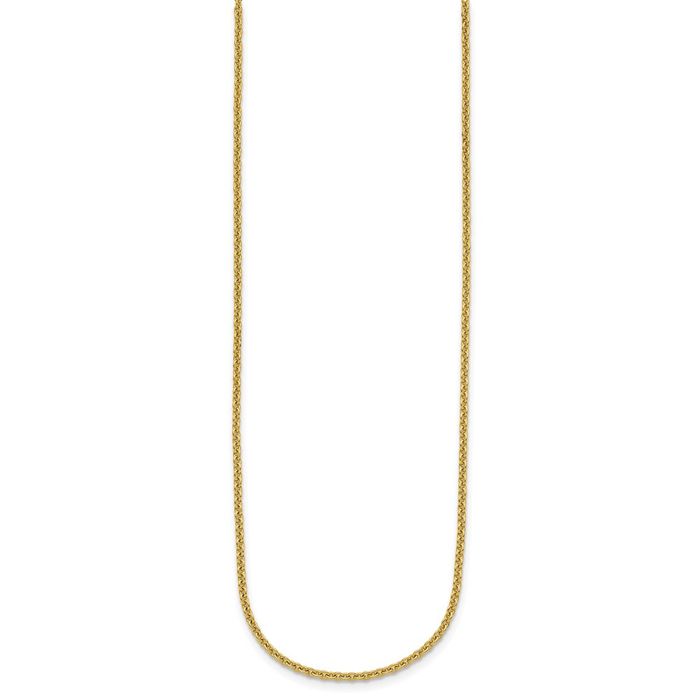 18K Solid Yellow Gold 2.4mm Cable Rolo Link Chain Belcher Necklace