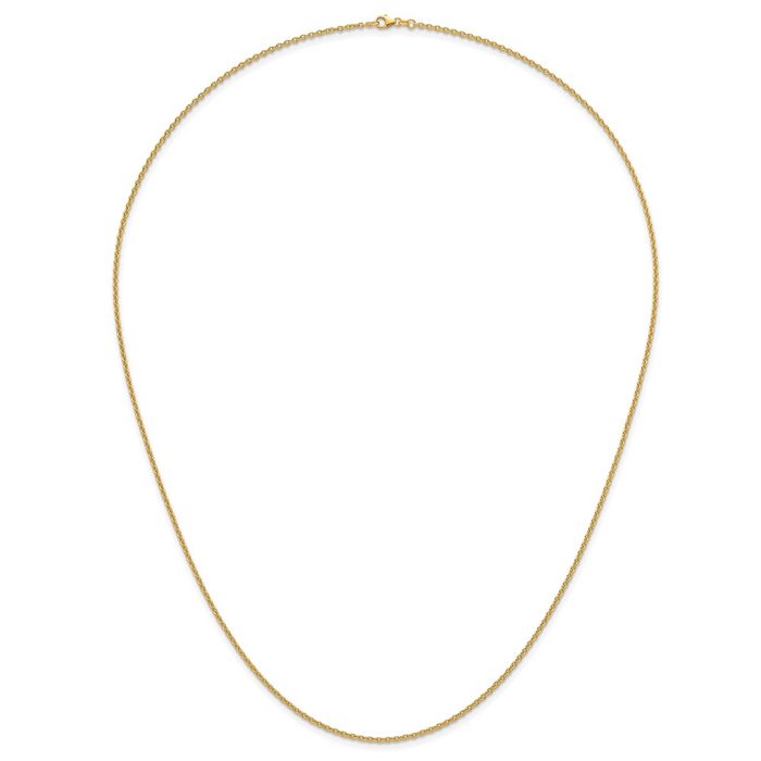 18K Solid Yellow Gold 2.4mm Cable Rolo Link Chain Belcher Necklace