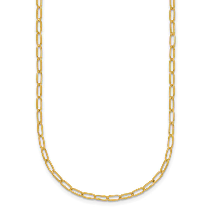 18K Solid Yellow Gold 2.4mm Oval Cable Rolo Link Chain Belcher Necklace