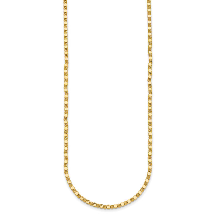 18K Solid Yellow Gold 2.5mm Bead Necklace Chain