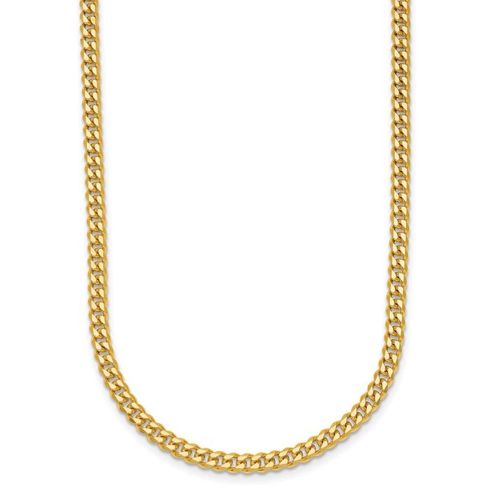 18K Solid Yellow Gold 3.4mm Curb Link Chain Necklace