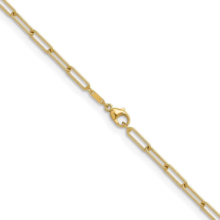 18K Solid Yellow Gold 5mm Paperclip Cable Rolo Link Chain Belcher Necklace