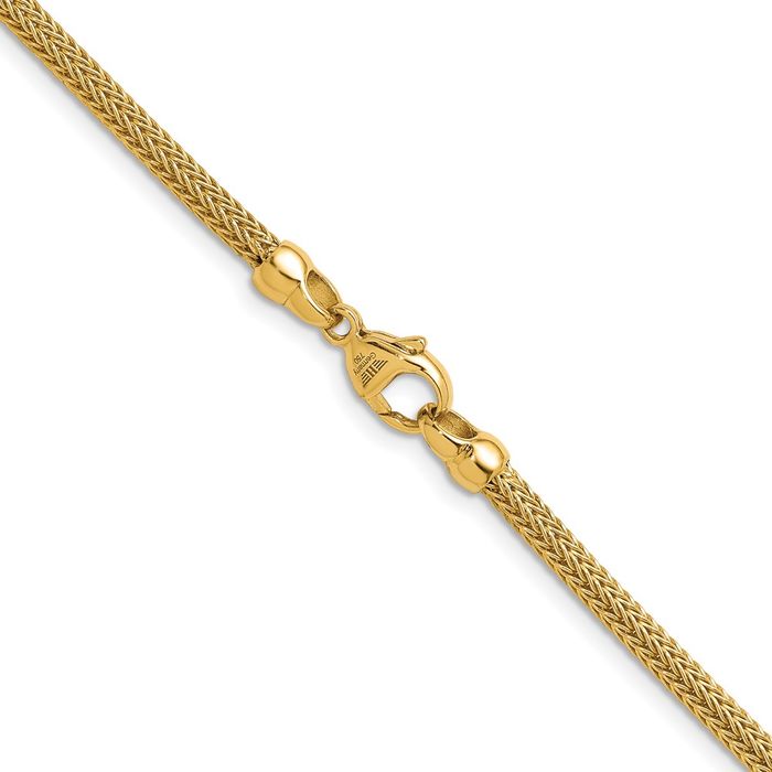 18K Solid Yellow Gold 3mm Popcorn Mesh Chain Necklace