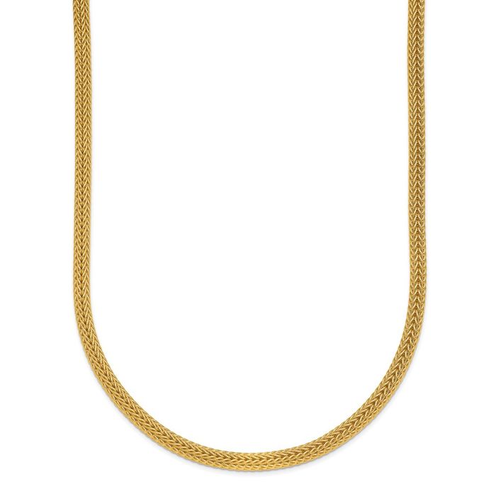 18K Solid Yellow Gold 3mm Popcorn Mesh Chain Necklace