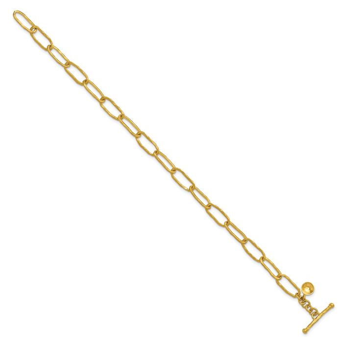 18K Solid Yellow Gold 5.9mm Paperclip Cable Rolo Link Chain Bracelet