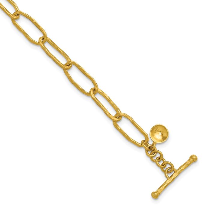 18K Solid Yellow Gold 5.9mm Paperclip Cable Rolo Link Chain Bracelet