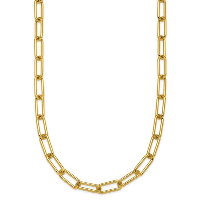 18K Solid Yellow Gold 5mm Paperclip Cable Rolo Link Chain Belcher Necklace