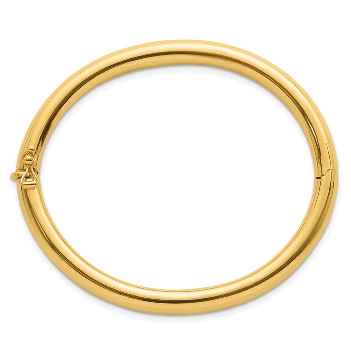 18K Solid Yellow Gold 6.3mm Bangle Bracelet