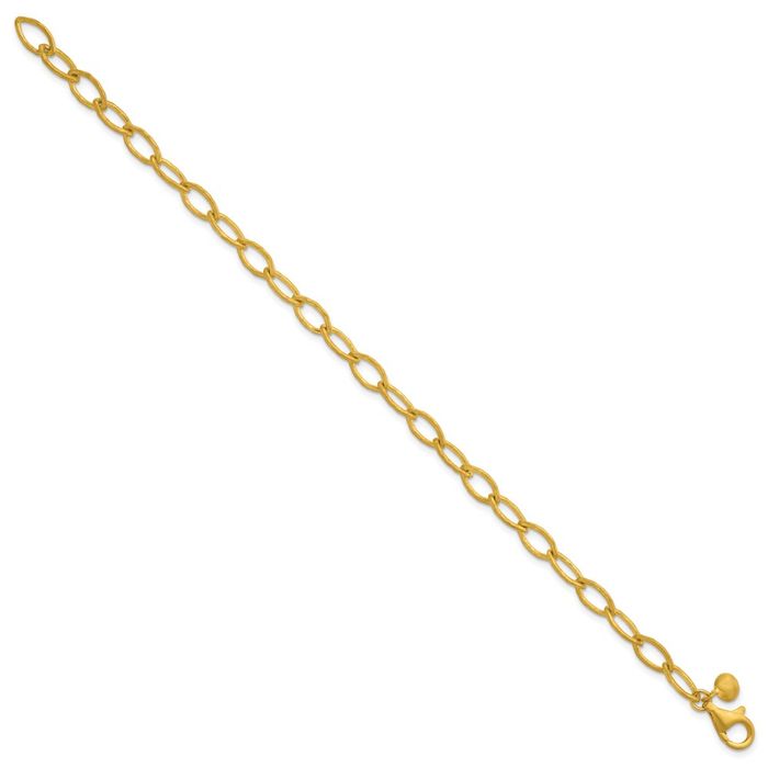 18K Solid Yellow Gold 6mm Link Chain Bracelet