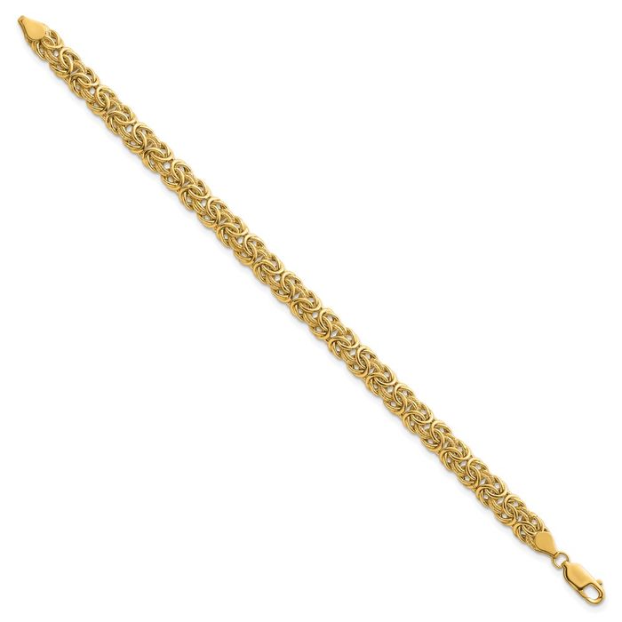 18K Solid Yellow Gold 7.5mm Byzantine Chain Bracelet