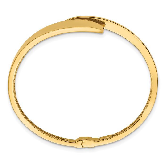 18K Solid Yellow Gold Bypass Bangle Bracelet