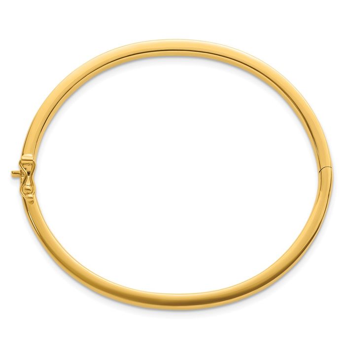 18K Solid Yellow Gold Edge 4mm Bangle Bracelet