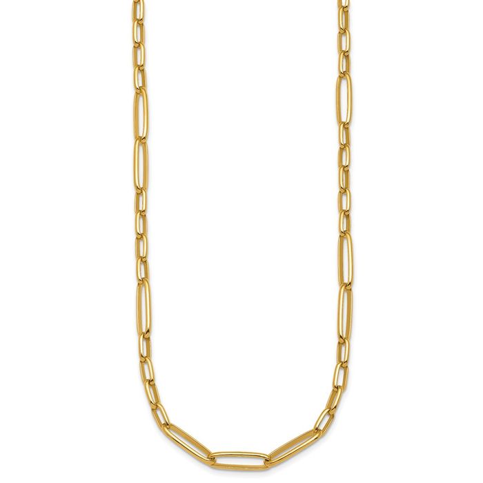 18K Solid Yellow Gold Oval Links Necklace Chain