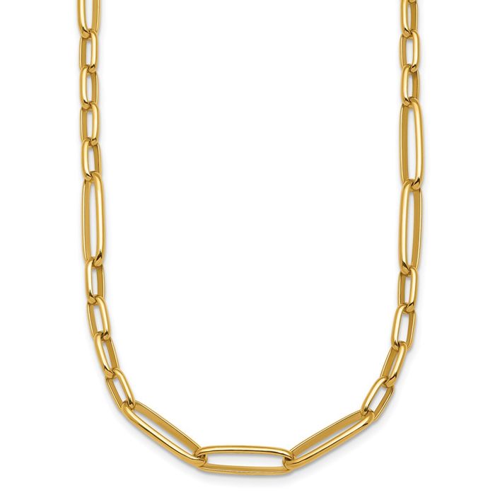 18K Solid Yellow Gold Oval Links Necklace Chain