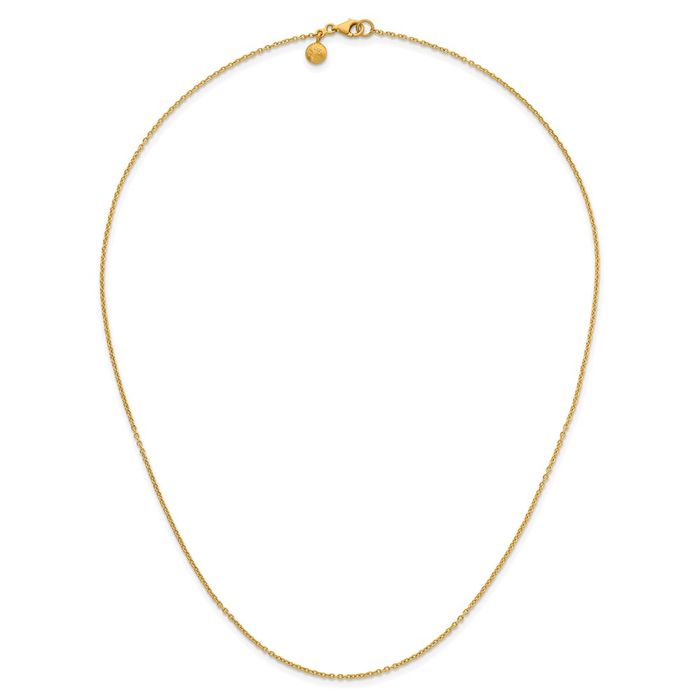 22k Solid Yellow Gold 1.3mm Cable Chain Necklace - Picture 11 of 27