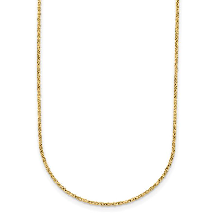 22k Solid Yellow Gold 1.3mm Cable Rolo Link Chain Belcher Necklace