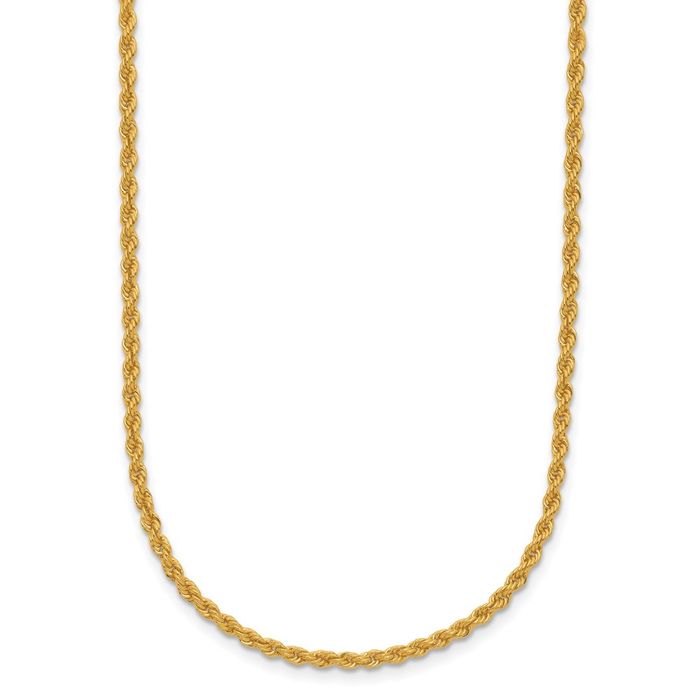 24K Solid Yellow Gold 2.2mm Rope Chain Twisted Link Necklace