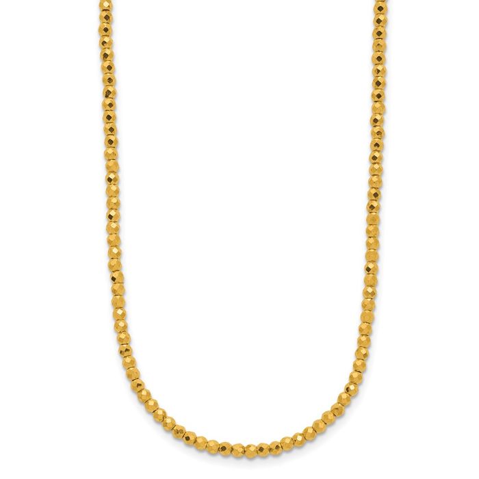 24K Solid Yellow Gold Beaded Chain Necklace - Picture 8 of 12