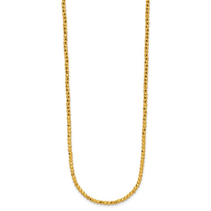 24K Solid Yellow Gold Beaded Chain Necklace - Picture 10 of 12