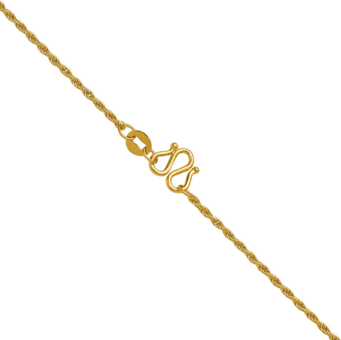 24K Solid Yellow Gold 1.35mm Rope Chain Twisted Link Necklace