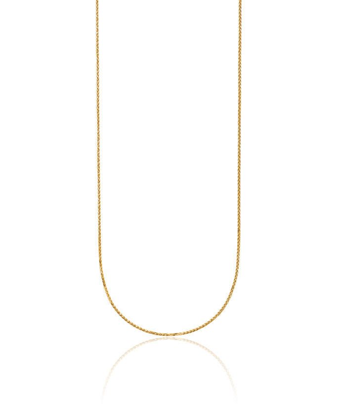 24K Solid Yellow Gold 1.3mm Spiga Wheat Link Chain Necklace