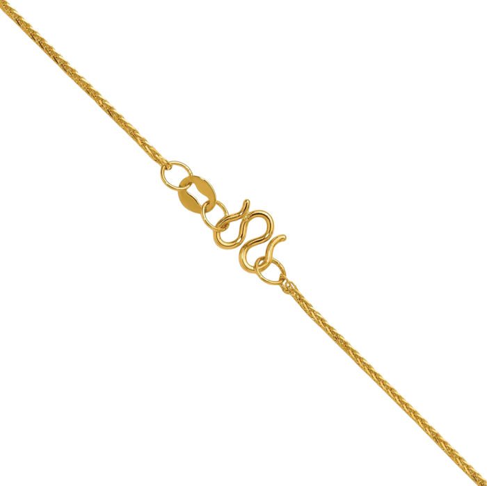 24K Solid Yellow Gold 1.3mm Spiga Wheat Link Chain Necklace