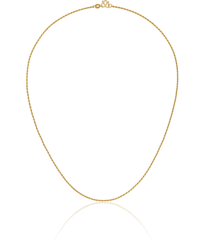 24K Solid Yellow Gold 1.3mm Spiga Wheat Link Chain Necklace