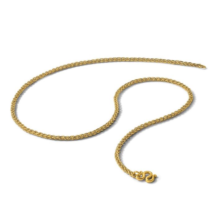 24K Solid Yellow Gold 1.3mm Spiga Wheat Link Chain Necklace