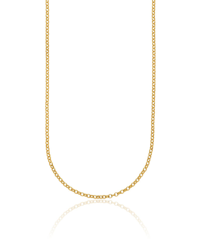 24K Solid Yellow Gold 2.1mm Cable Rolo Link Chain Belcher Necklace