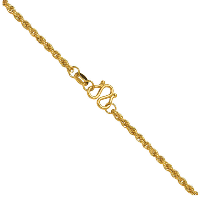 24K Solid Yellow Gold 2.2mm Rope Chain Twisted Link Necklace