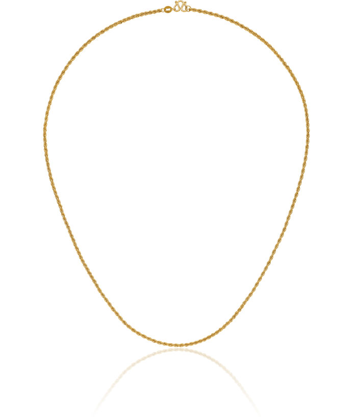 24K Solid Yellow Gold 2.2mm Rope Chain Twisted Link Necklace