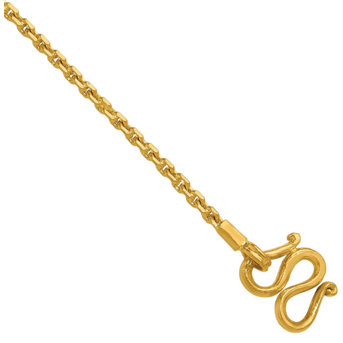 24K Solid Yellow Gold 2.5mm Cable Rolo Link Chain Belcher Necklace