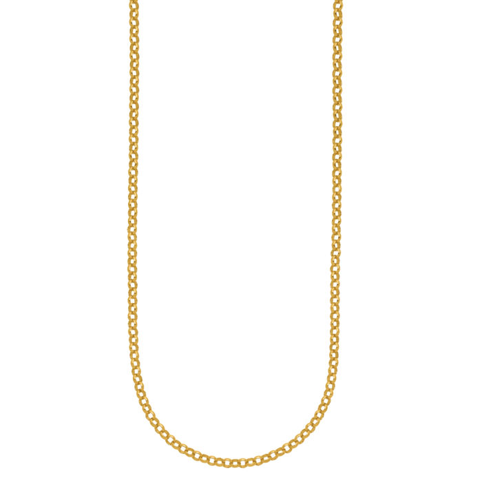 24K Solid Yellow Gold 3mm Cable Rolo Link Chain Belcher Necklace