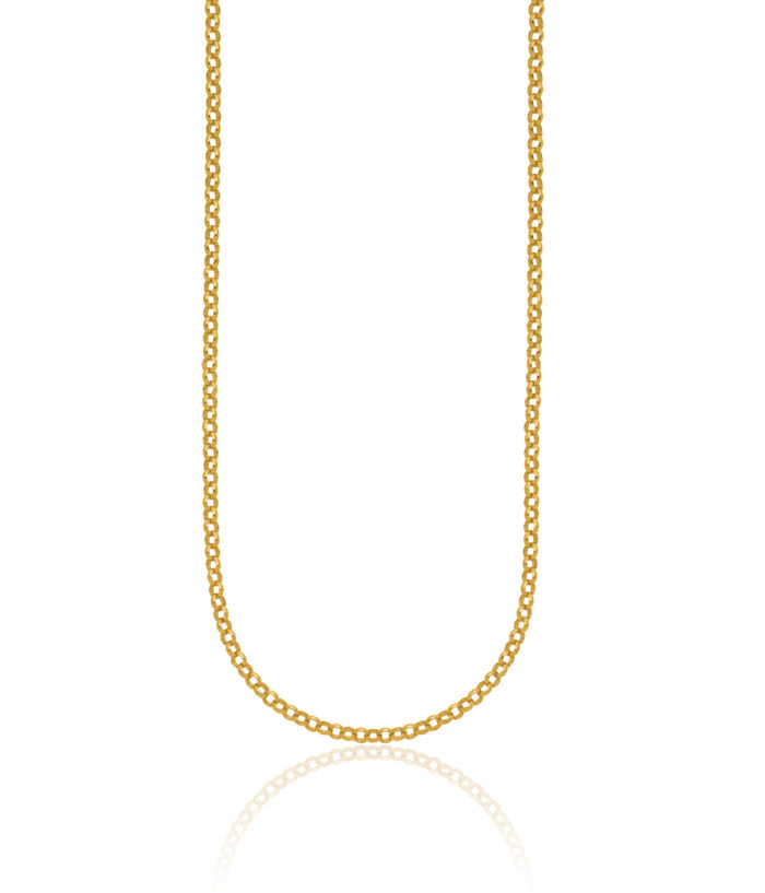 24K Solid Yellow Gold 3mm Cable Rolo Link Chain Belcher Necklace