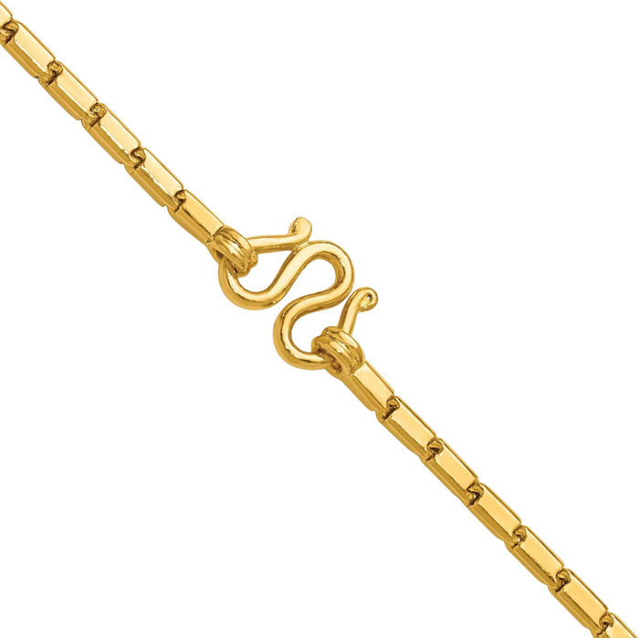 24K Solid Yellow Gold 3mm Square Barrel Link Chain Necklace