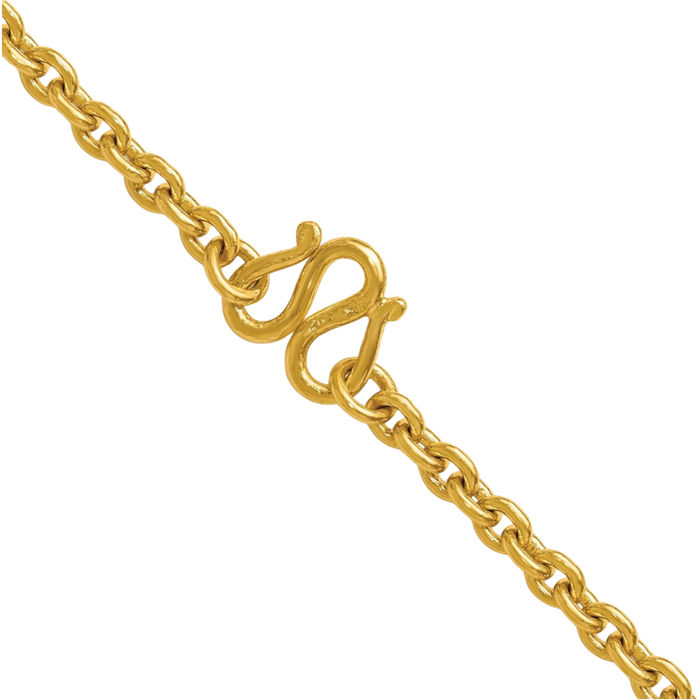 24K Solid Yellow Gold 5.4mm Cable Rolo Link Chain Bracelet